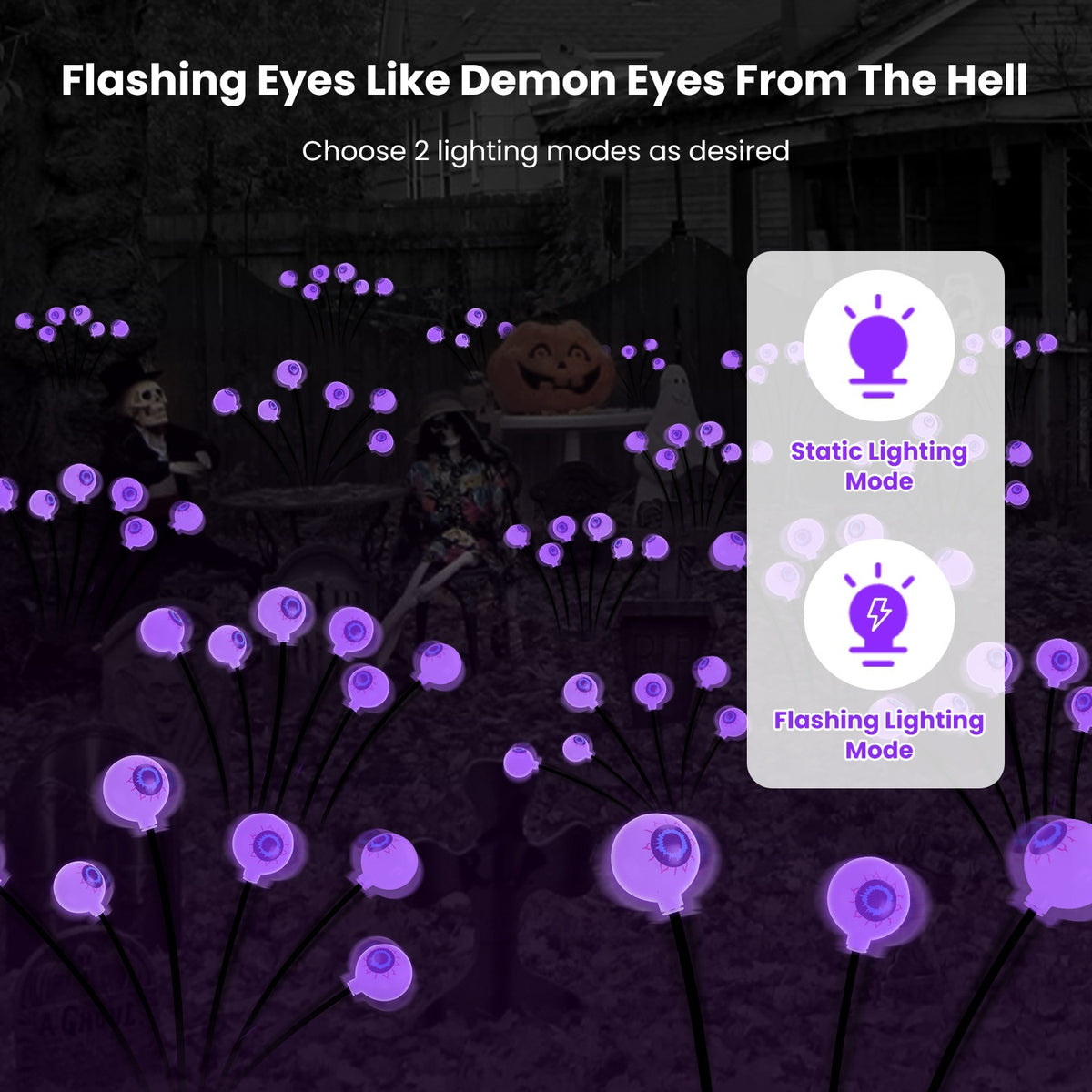 2Pcs Spooky Halloween Solar Eyeball Lights – Outdoor Decor