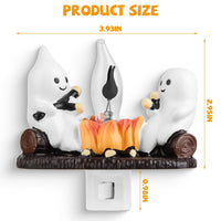 2Pcs Ghost Campfire Flickering Halloween Night Light for Bedroom & Gift
