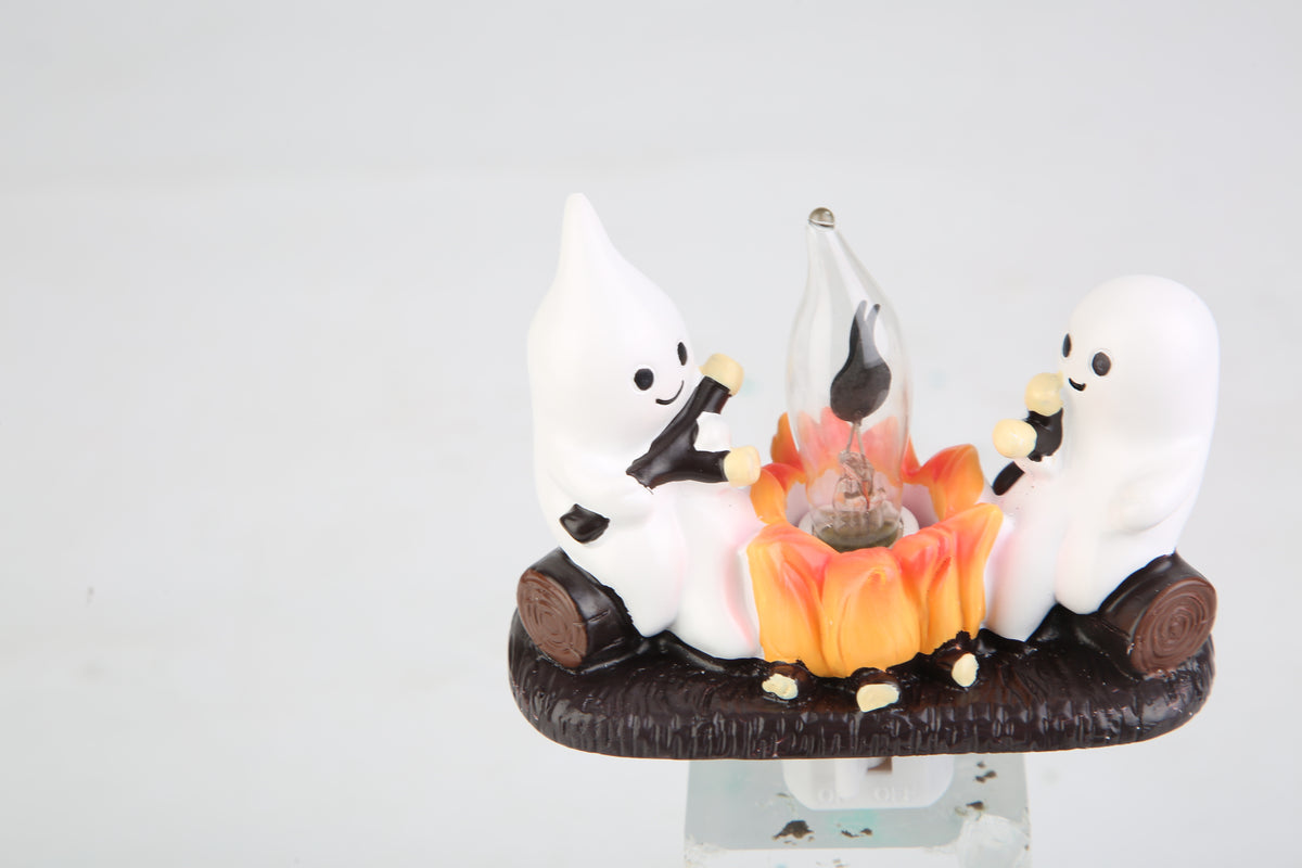 2Pcs Ghost Campfire Flickering Halloween Night Light for Bedroom & Gift