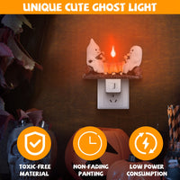 2Pcs Ghost Campfire Flickering Halloween Night Light for Bedroom & Gift