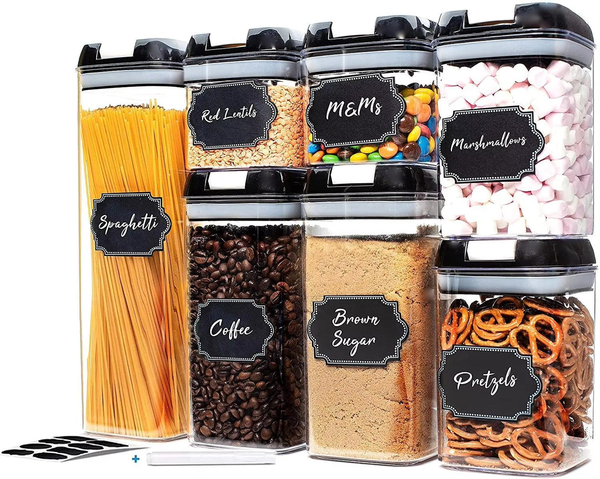 7-Piece Food Container Set – Clear Storage Jars for Coffee & Snacks