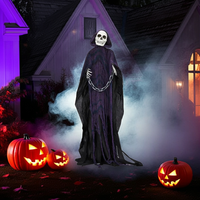 6ft Animatronic Grim Reaper with Chain & Sound Halloween Yard Decor