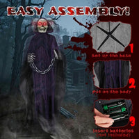 6ft Animatronic Grim Reaper with Chain & Sound Halloween Yard Decor