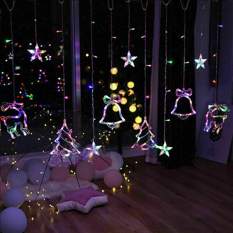 LED Star Curtain String Lights – Indoor Window Lights for Parties