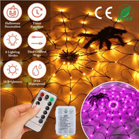 1Pc 3.28ft Halloween Spider Web Light with Realistic Hairy Spider