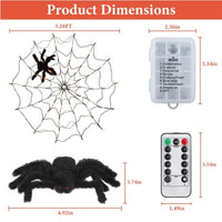 1Pc 3.28ft Halloween Spider Web Light with Realistic Hairy Spider
