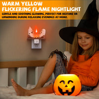 2Pcs Ghost Campfire Flickering Halloween Night Light for Bedroom & Gift