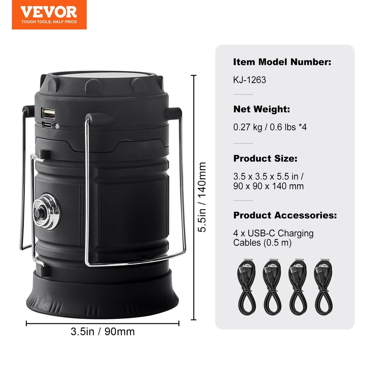 Portable LED Camping Lanterns (4-Pack) with Rechargeable Battery Bank