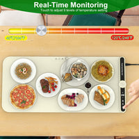 2 Size Optional Silicone Food Warming Mat With 9 Temperature Levels 6Hrs Timer Child Lock Auto Shut Off Roll-Up Electric Warming Tray For Party Buffet Gathering Daily Use 8S Fast And Even Heating