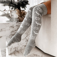 Christmas Knitted Elk Snowflake Over-the-Knee Socks for Women/聖誕麋鹿雪花針織過膝襪(女用)