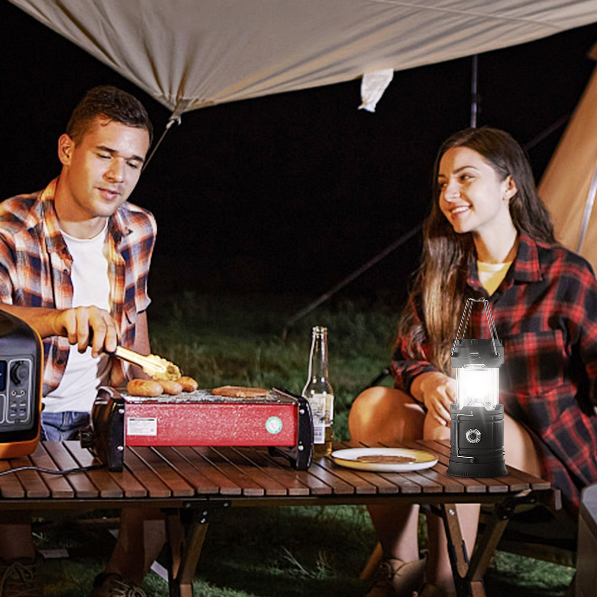 Portable LED Camping Lanterns (4-Pack) with Rechargeable Battery Bank