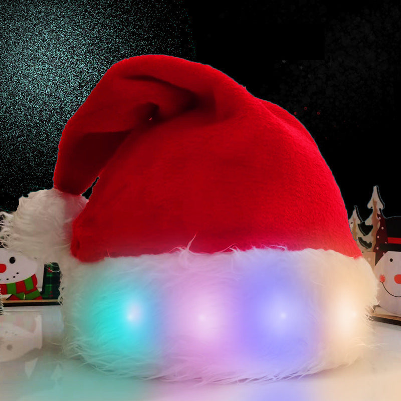 LED Christmas Hat Plush - Luminous Santa Hat for Kids & Adults/LED 聖誕帽 - 兒童和成人聖誕老人帽