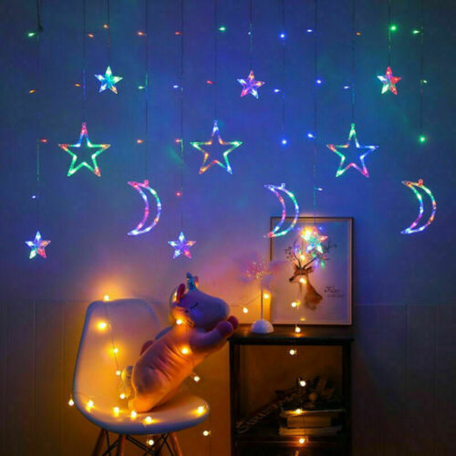LED Star Curtain String Lights – Indoor Window Lights for Parties