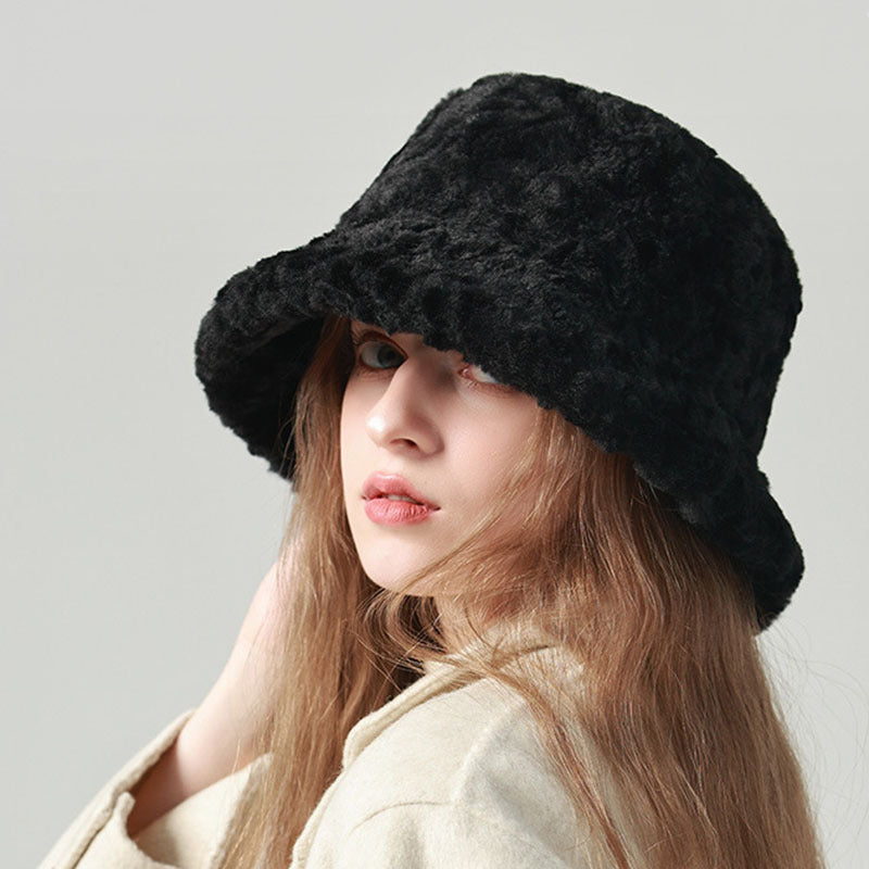 Lambswool Fisherman Hat – Winter Warm Solid Color Hat for Women/小羊毛漁夫帽 – 冬季保暖純色女帽.