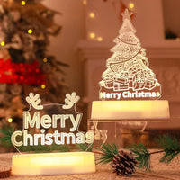Illuminated Merry Christmas LED decorations with Christmas tree and reindeer antlers, festive pinecone and garland