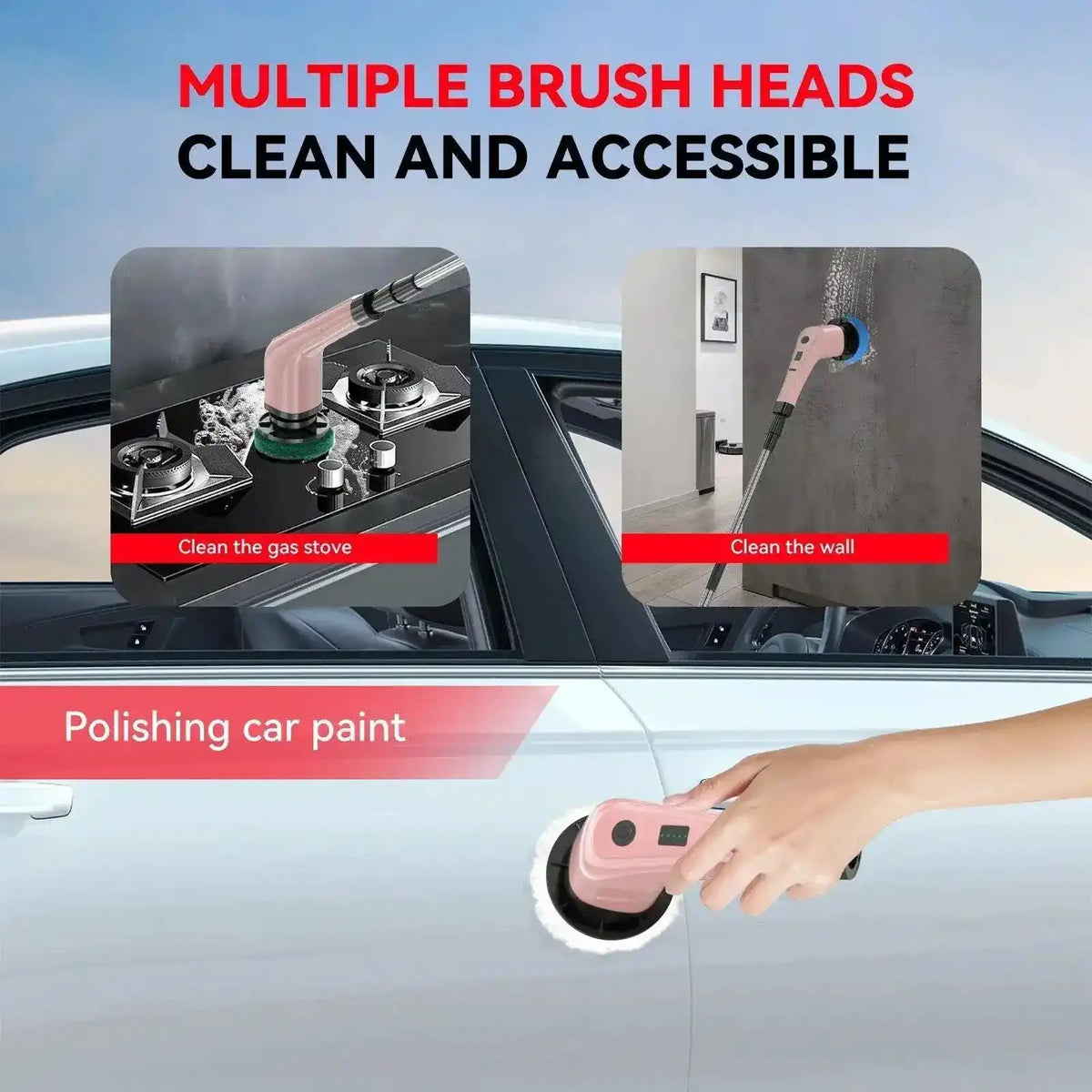Multipurpose cleaning brush for gas stove cleaning, wall scrubbing, and car paint polishing