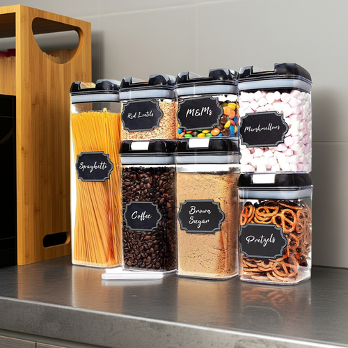7-Piece Food Container Set – Clear Storage Jars for Coffee & Snacks