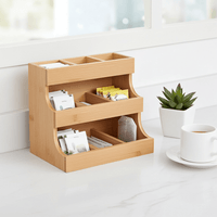 Small Wooden Tea Bag Organizer, 3-Tier Storage for Tea Bags & Accessories