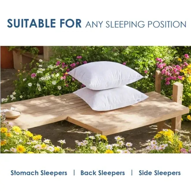 White square pillow suitable for stomach sleepers, back sleepers  and side sleepers
