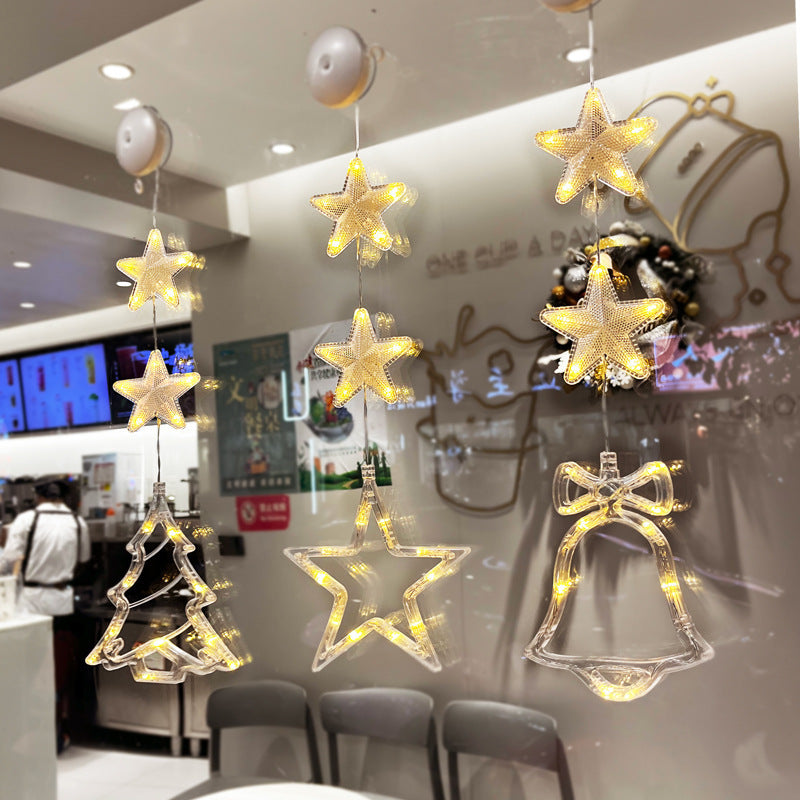 3pcs LED Star Christmas Tree Hanging Ornaments for Window Decor/3 件裝 LED 星星聖誕樹窗戶裝飾掛飾.