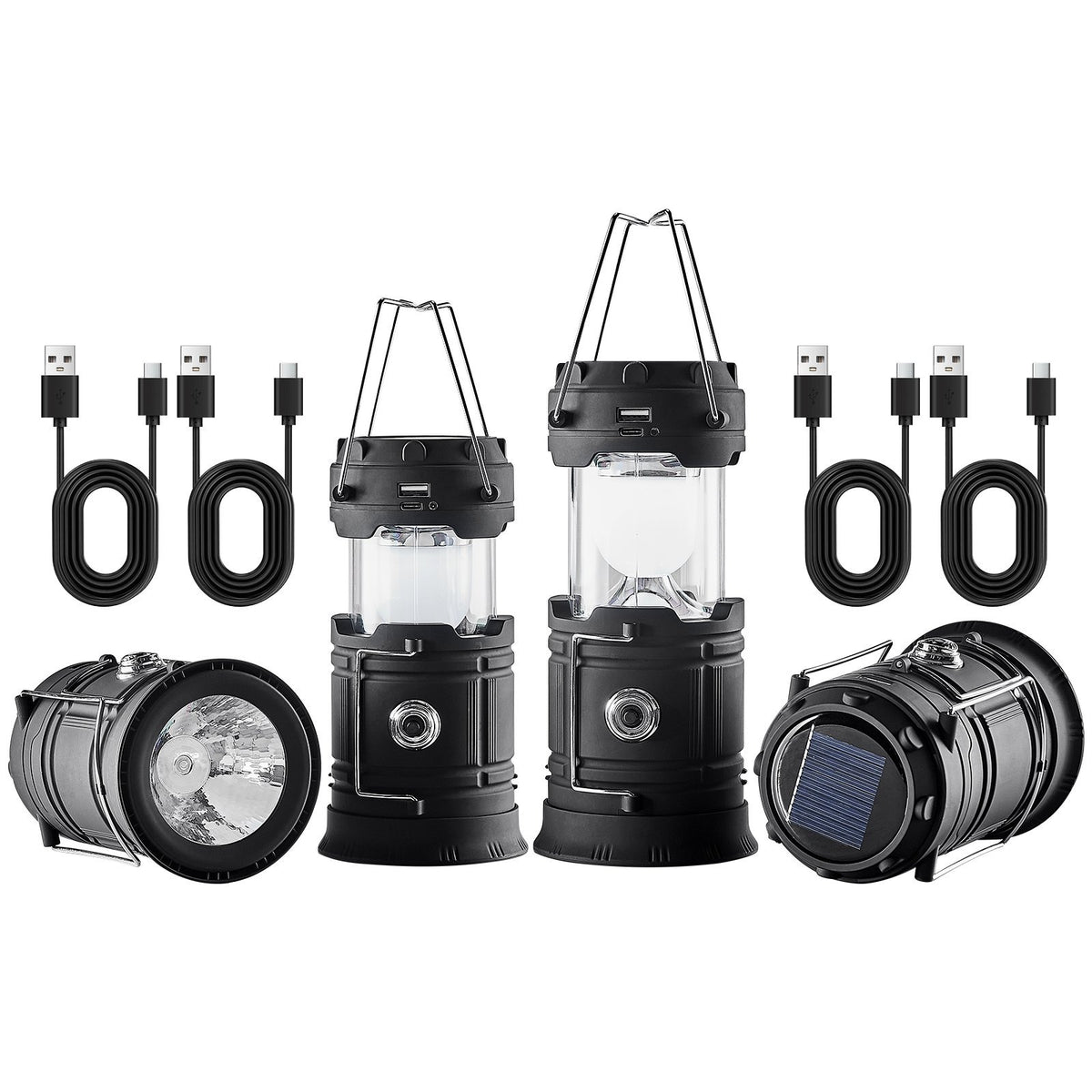 Portable LED Camping Lanterns (4-Pack) with Rechargeable Battery Bank