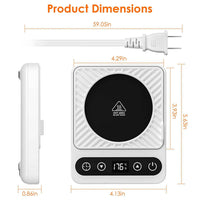 Electric mug warmer product dimensions 4.13 x 5.63 x 0.86 inches with 59-inch power cord