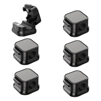 Full set of 6 magnetic cable clips in black with compact square design