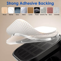 Strong adhesive backing compatible with wood, marble, glass, metal and more surfaces