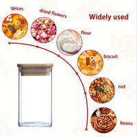 Glass spice jar storage for spices flour biscuits nuts coffee beans